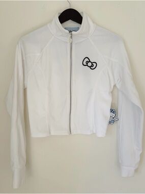 Hello Kitty x Forever 21 White Cropped Zip Front Jacket